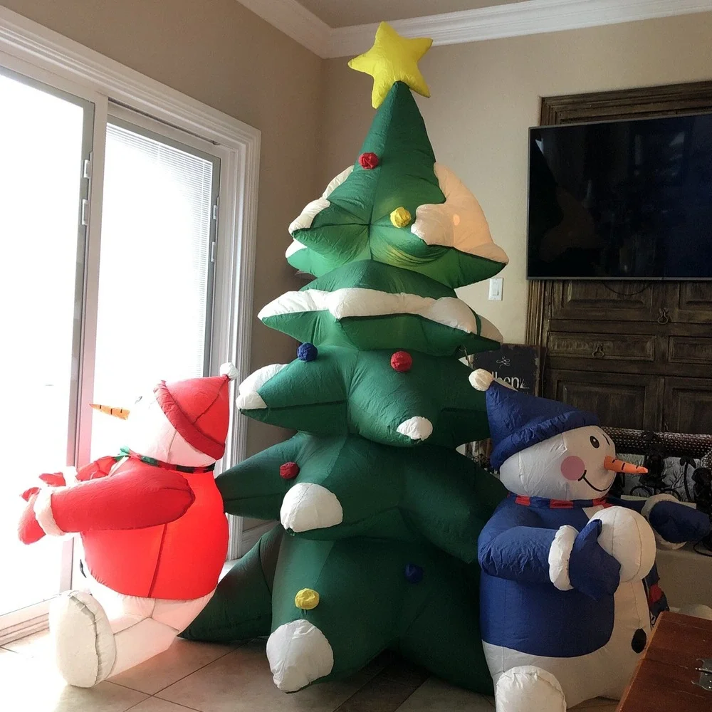 VTG GEMMY 2005‎ 8' Tall Snowmen With Lighted Christmas Tree Inflatable XL
